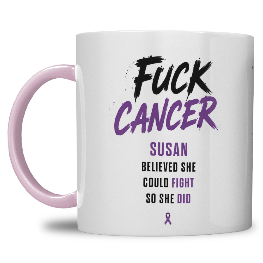 Gepersonaliseerde “Fuck Cancer” Mok – Boom & Awareness Ribbon Waterverf Design met Eigen Naam - Afbeelding 25