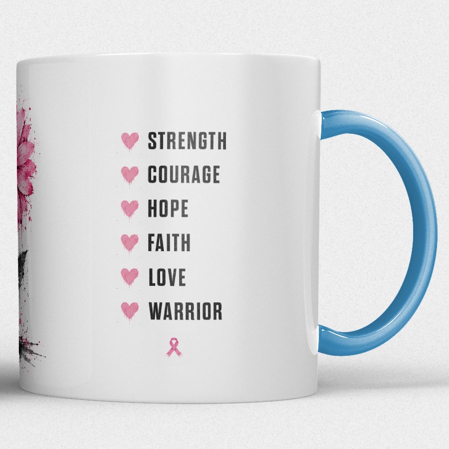 Gepersonaliseerde “Fuck Cancer” Mok – Unieke Waterverf Bloem Design Mok met Naam - Afbeelding 28