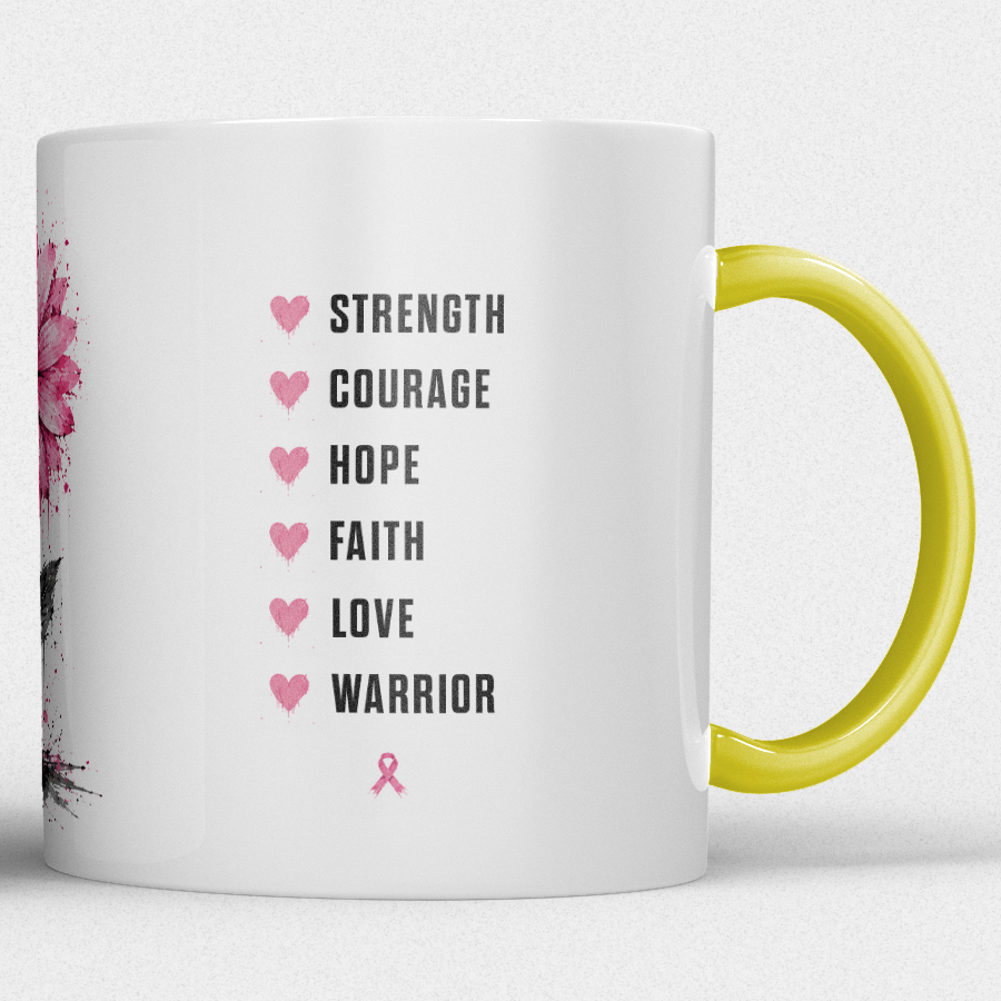 Gepersonaliseerde “Fuck Cancer” Mok – Unieke Waterverf Bloem Design Mok met Naam - Afbeelding 27