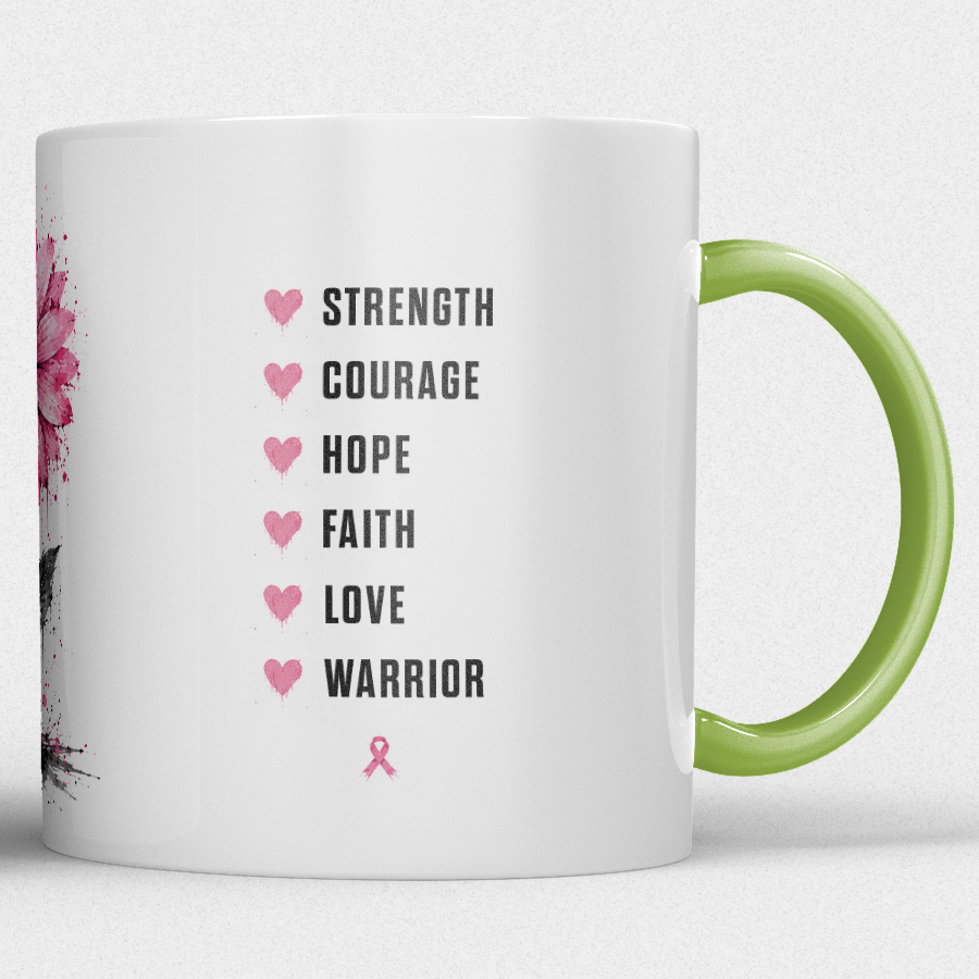 Gepersonaliseerde “Fuck Cancer” Mok – Unieke Waterverf Bloem Design Mok met Naam - Afbeelding 26