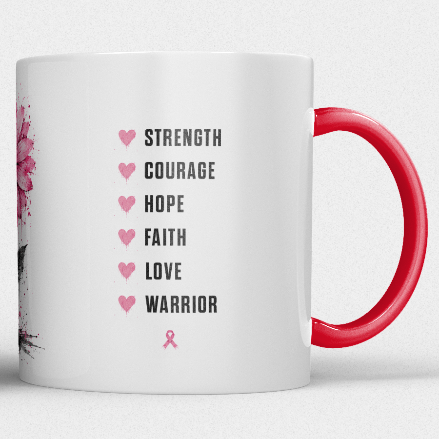Gepersonaliseerde “Fuck Cancer” Mok – Unieke Waterverf Bloem Design Mok met Naam - Afbeelding 24