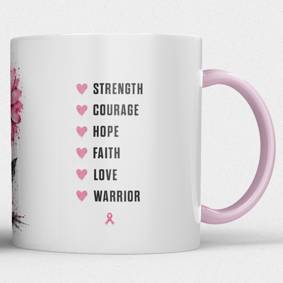Gepersonaliseerde “Fuck Cancer” Mok – Unieke Waterverf Bloem Design Mok met Naam - Afbeelding 23