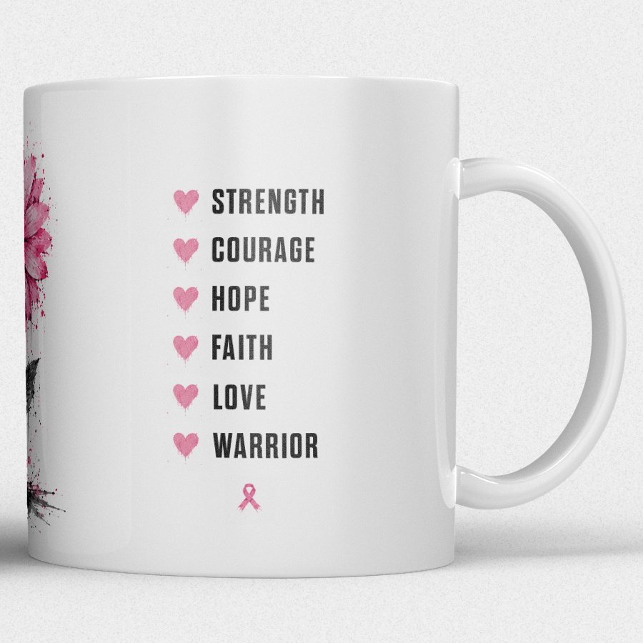 Gepersonaliseerde “Fuck Cancer” Mok – Unieke Waterverf Bloem Design Mok met Naam - Afbeelding 22