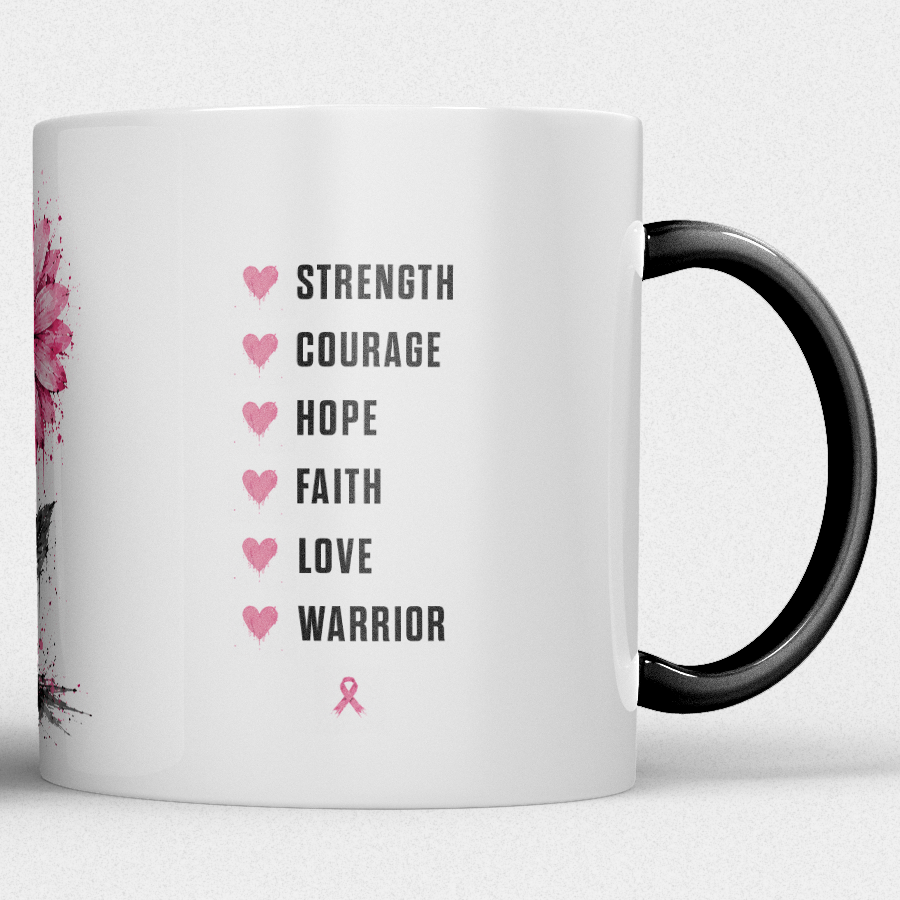Gepersonaliseerde “Fuck Cancer” Mok – Unieke Waterverf Bloem Design Mok met Naam - Afbeelding 20