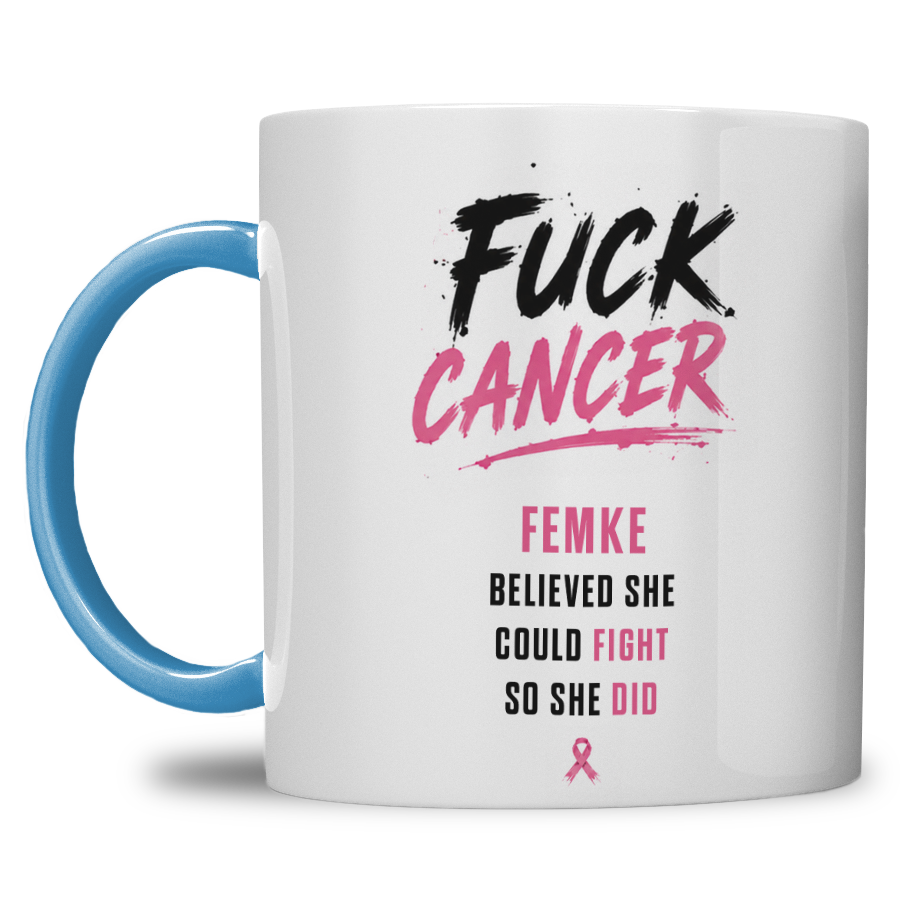 Gepersonaliseerde “Fuck Cancer” Mok – Unieke Waterverf Bloem Design Mok met Naam - Afbeelding 19
