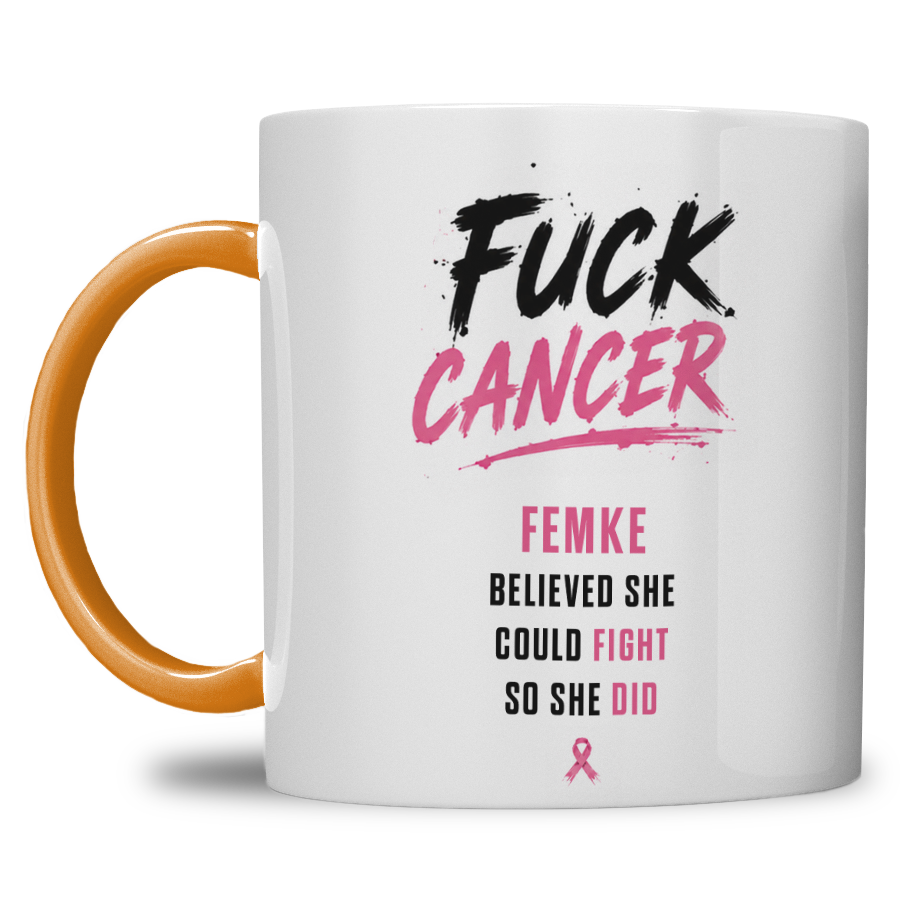 Gepersonaliseerde “Fuck Cancer” Mok – Unieke Waterverf Bloem Design Mok met Naam - Afbeelding 16