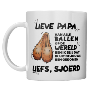 VADERDAG MOK MET HUMOR | VAN ALLE BALLEN OP DE WERELD | GEPERSONALISEERD MET NAAM | MOK VOOR VADER