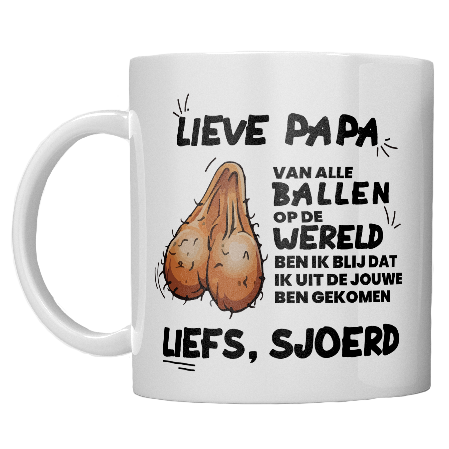 VADERDAG MOK MET HUMOR | VAN ALLE BALLEN OP DE WERELD | GEPERSONALISEERD MET NAAM | MOK VOOR VADER
